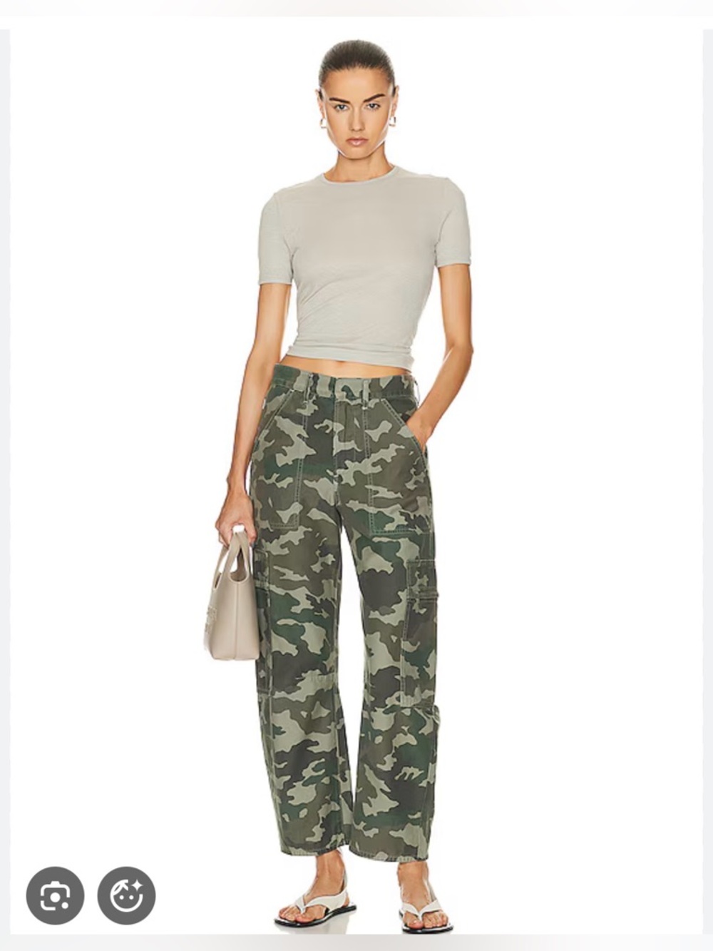 Citizens Of Humanity Olive Tone Camo Pants with Neutral Tee